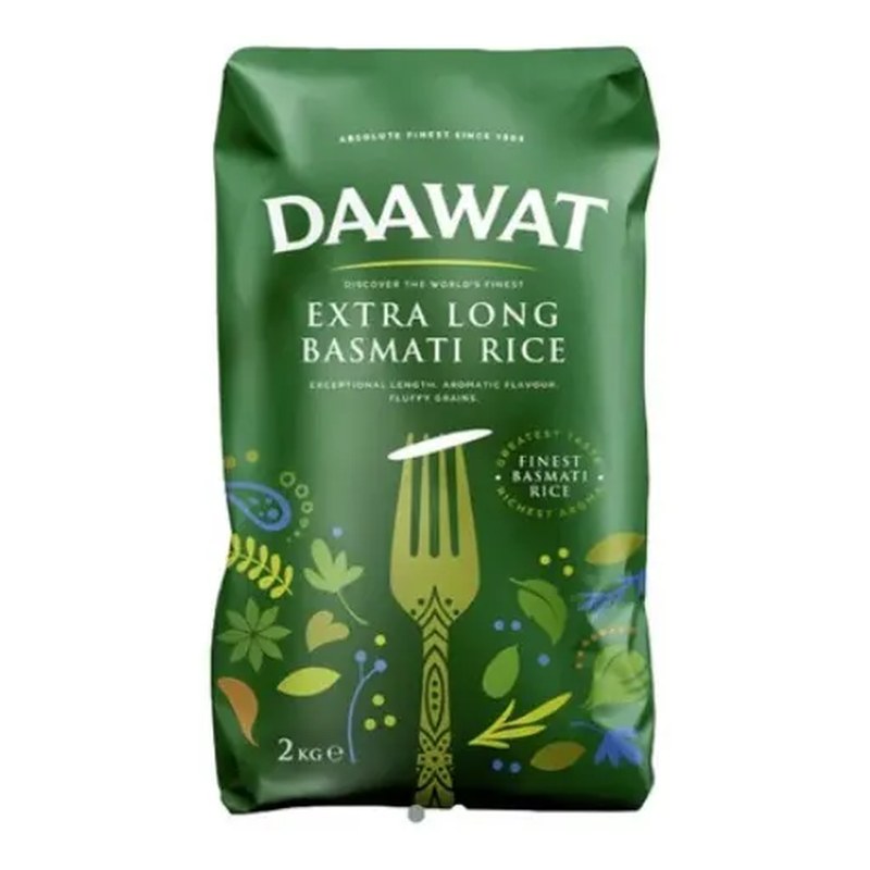 DAAWAT Basmati Extra Long Rice 2 KG (Green Bag)