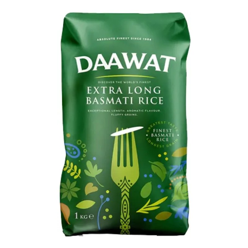 DAAWAT Basmati Extra Long Rice 1 KG (Green Bag)