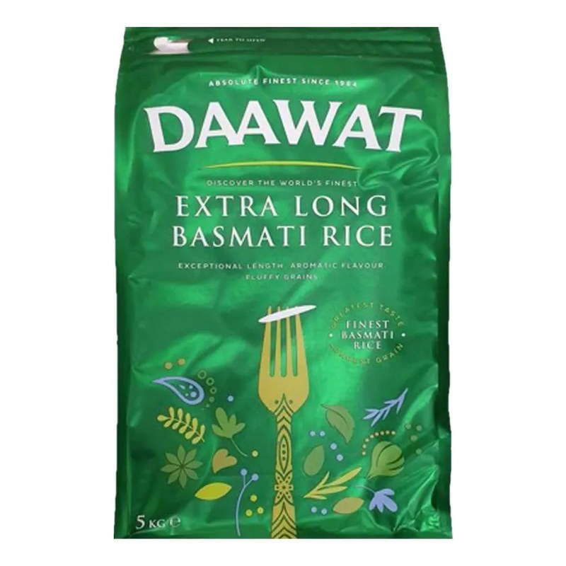 DAAWAT Basmati Extra Long Rice 5 KG (Green Bag)