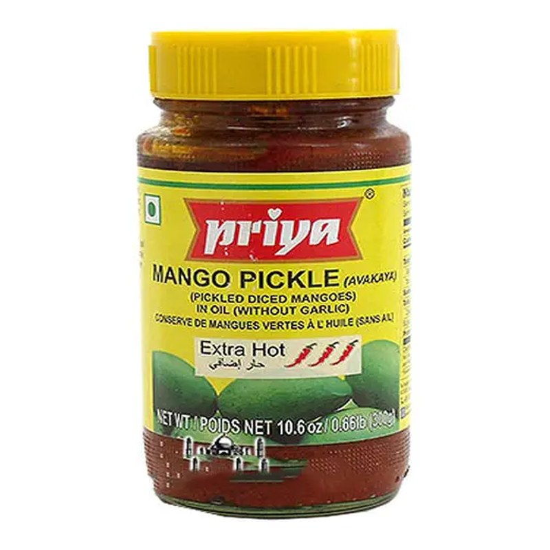 PRIYA Extra Hot Avakaya Mango Pickle w/o Garlic 300 gm